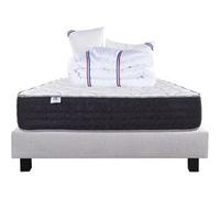 Ensemble Matelas 140x200 cm, Sérénité, 27 cm, ressorts ensachés, ferme, face été/hiver + sommier gris ep20cm + 2 oreillers + couette G