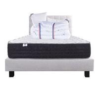 Ensemble Matelas 140x200 cm, Sérénité, 27 cm, ressorts ensachés, ferme, face été/hiver + sommier gris ep20cm + 2 oreillers + couette + Tête de Lit G