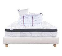 Ensemble Matelas 140x200 cm, Sleeplux, 26 cm, mousse mémoire de forme, ferme, face été/hiver + sommier beige ep20cm + 2 oreillers + couette G