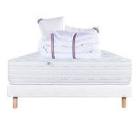 Ensemble Matelas 140x200 cm, Thermotec, 24 cm, ferme, face été/hiver + sommier blanc ep 13cm + 2 oreillers + couette G