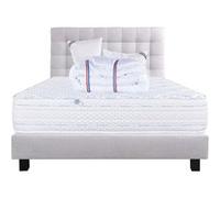 Ensemble Matelas 140x200 cm, Thermotec, 24 cm, ferme, face été/hiver + sommier gris ep20cm + 2 oreillers + couette + Tête de Lit G