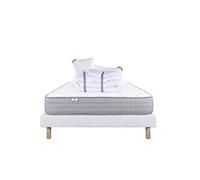 Ensemble Matelas 140x200 cm, Zen, 20 cm, ferme, face été/hiver + sommier blanc ep 13cm + 2 oreillers + couette