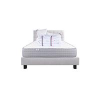 Ensemble Matelas 140x200 cm, Zen, 20 cm, ferme, face été/hiver + sommier gris ep20cm + 2 oreillers + couette + Tête de Lit