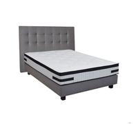Ensemble matelas 140x200 + sommier + tête de lit gris CONFORTLUXE