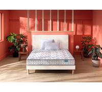 Ensemble matelas 160 x 200 cm et sommier 2 x 80 x 200 cm tisse sable blanc - Merinos Morning Routine