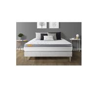 Ensemble matelas 160 x 200 cm Memo zen - Mousse à mémoire de forme - Ep : 26 cm - Ferme - sommier kit Blanc