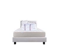 Ensemble Matelas 160x200 cm, Dreamlux, 26 cm, ressorts ensachés mousse mémoire de forme, ferme, face été/hiver + sommier gris ep20cm + 2 oreillers +