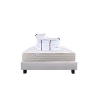 Ensemble Matelas 160x200 cm, Dreamlux, 26 cm, ressorts ensachés mousse mémoire de forme, ferme, face été/hiver + sommier gris ep20cm + 2 oreillers +