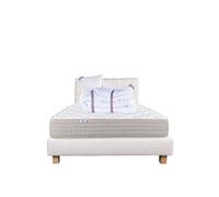 Ensemble Matelas 160x200 cm, Dreamlux, 26 cm, ressorts ensachés mousse mémoire de forme, ferme, face été/hiver + sommier beige ep20cm + 2 oreillers +