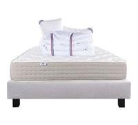 Ensemble Matelas 160x200 cm, Dreamlux, 26 cm, ressorts ensachés mousse mémoire de forme, ferme, face été/hiver + sommier gris ep20cm + 2 oreillers + couette G