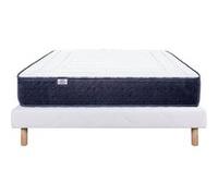 Ensemble Matelas 160x200 cm, Nuage, 24 cm, mousse mémoire de forme, mi-ferme, face été/hiver + sommier blanc ep 13cm G