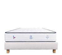 Ensemble Matelas 160x200 cm, Patriote, 27 cm, ressorts ensachés, ferme, face été/hiver + sommier beige ep20cm