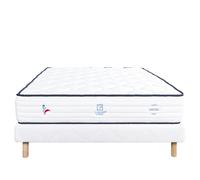 Ensemble Matelas 160x200 cm, Patriote, 27 cm, ressorts ensachés, ferme, face été/hiver + sommier blanc ep 13cm