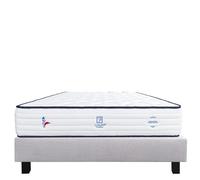 Ensemble Matelas 160x200 cm, Patriote, 27 cm, ressorts ensachés, ferme, face été/hiver + sommier gris ep20cm