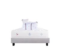 Ensemble Matelas 160x200 cm, Patriote Mousse, 27 cm, mémoire de forme , ferme, face été/hiver + sommier gris ep20cm + 2 oreillers + couette