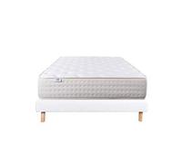 Ensemble Matelas 160x200 cm, Purlux, 26 cm, mousse mémoire de forme, ferme, face été/hiver + sommier blanc ep 13cm