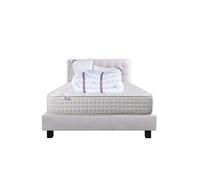 Ensemble Matelas 160x200 cm, Purlux, 26 cm, mousse mémoire de forme, ferme, face été/hiver + sommier gris ep20cm + 2 oreillers + couette + Tête de