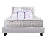 Ensemble Matelas 160x200 cm, Purlux, 26 cm, mousse mémoire de forme, ferme, face été/hiver + sommier gris ep20cm + 2 oreillers + couette + Tête de Lit G