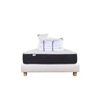 Ensemble Matelas 160x200 cm, Sérénité, 27 cm, ressorts ensachés, ferme, face été/hiver + sommier beige ep20cm + 2 oreillers + couette