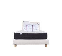 Ensemble Matelas 160x200 cm, Sérénité, 27 cm, ressorts ensachés, ferme, face été/hiver + sommier beige ep20cm + 2 oreillers + couette + Tête de Lit