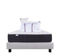 Ensemble Matelas 160x200 cm, Sérénité, 27 cm, ressorts ensachés, ferme, face été/hiver + sommier gris ep20cm + 2 oreillers +