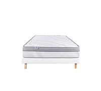 Ensemble Matelas 160x200 cm, ViscoPlus, 26 cm, mémoire de forme, ferme, face été/hiver + sommier blanc ep 13cm