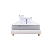 Ensemble Matelas 160x200 cm, Zen, 20 cm, ferme, face été/hiver + sommier beige ep20cm + 2 oreillers + couette