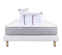 Ensemble Matelas 160x200 cm, Zen, 20 cm, ferme, face été/hiver + sommier blanc ep 13cm + 2 oreillers + couette G