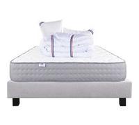 Ensemble Matelas 160x200 cm, Zen, 20 cm, ferme, face été/hiver + sommier gris ep20cm + 2 oreillers + couette G