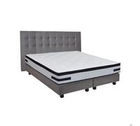 Ensemble matelas 160x200 + sommier + tête de lit gris CONFORTLUXE