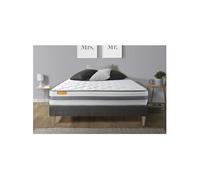 Ensemble matelas 180 x 200 cm Memo spring - Ressorts ensachés - Ep : 22 cm - Ferme - sommier kit Gris