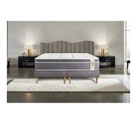 Ensemble matelas 180 x 200 cm Trente - Ressorts ensachés - Ep : 30 cm - Equilibré - sommier Gris G