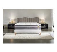 Ensemble matelas 180 x 200 cm Trente - Ressorts ensachés - Ep : 30 cm - Equilibré - sommier kit Blanc G