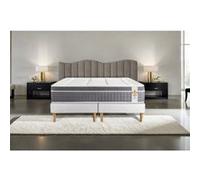 Ensemble matelas 200 x 200 cm Trente - Ressorts ensachés - Ep : 30 cm - Equilibré - sommier Blanc G