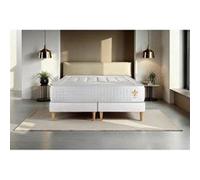 Ensemble matelas 200 x 200 cm Vingt-Quatre - Ressorts ensachés - Ep : 24 cm - Ferme - sommier Blanc G
