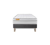 Ensemble matelas 90 x 200 cm Memo luxe - Ressorts ensachés - Ep : 26 cm - Equilibré - sommier Gris