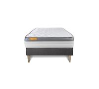 Ensemble matelas 90 x 200 cm Memo zen - Mousse à mémoire de forme - Ep : 26 cm - Ferme - sommier kit Gris