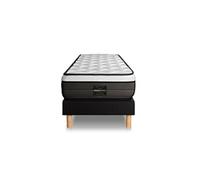 Ensemble matelas 90 x 200 cm Suite - Ressorts ensachés - Ep : 26 cm - Equilibré - sommier Noir