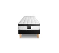 Ensemble matelas 90 x 200 cm Supérieur - Mousse à mémoire de forme - Ep : 21 cm - Ferme - sommier Noir