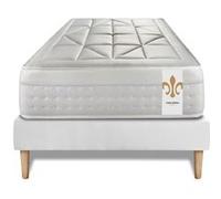 Ensemble matelas 90 x 200 cm Vingt-Huit - Ressorts ensachés - Ep : 28 cm - Equilibré - sommier kit Blanc G