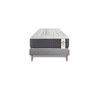 Ensemble matelas 90 x 200 cm Vingt-Six - Ressorts ensachés - Ep : 26 cm - Ferme - sommier kit Gris