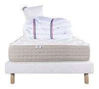 Ensemble Matelas 90x190 cm, Dreamlux, 26 cm, ressorts ensachés mousse mémoire de forme, ferme, face été/hiver + sommier blanc ep 13cm + oreiller + couette G