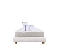 Ensemble Matelas 90x190 cm, Dreamlux, 26 cm, ressorts ensachés mousse mémoire de forme, ferme, face été/hiver + sommier beige ep20cm + oreiller +