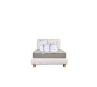 Ensemble Matelas 90x190 cm, Organic Coton, 24 cm, mémoire de forme, ferme, face été/hiver + sommier beige ep20cm + oreiller + couette + Tête de Lit