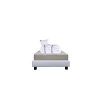 Ensemble Matelas 90x190 cm, Organic Coton, 24 cm, mémoire de forme, ferme, face été/hiver + sommier gris ep20cm + oreiller + couette