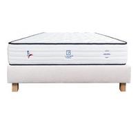 Ensemble Matelas 90x190 cm, Patriote, 27 cm, ressorts ensachés, ferme, face été/hiver + sommier beige ep20cm G