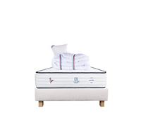 Ensemble Matelas 90x190 cm, Patriote, 27 cm, ressorts ensachés, ferme, face été/hiver + sommier beige ep20cm + oreiller + couette