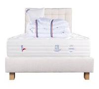 Ensemble Matelas 90x190 cm, Patriote Mousse, 27 cm, mémoire de forme , ferme, face été/hiver + sommier beige ep20cm + oreiller + couette + Tête de Lit G