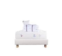Ensemble Matelas 90x190 cm, Patriote Mousse, 27 cm, mémoire de forme , ferme, face été/hiver + sommier beige ep20cm + oreiller + couette