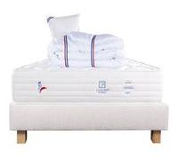 Ensemble Matelas 90x190 cm, Patriote Mousse, 27 cm, mémoire de forme , ferme, face été/hiver + sommier beige ep20cm + oreiller + couette G